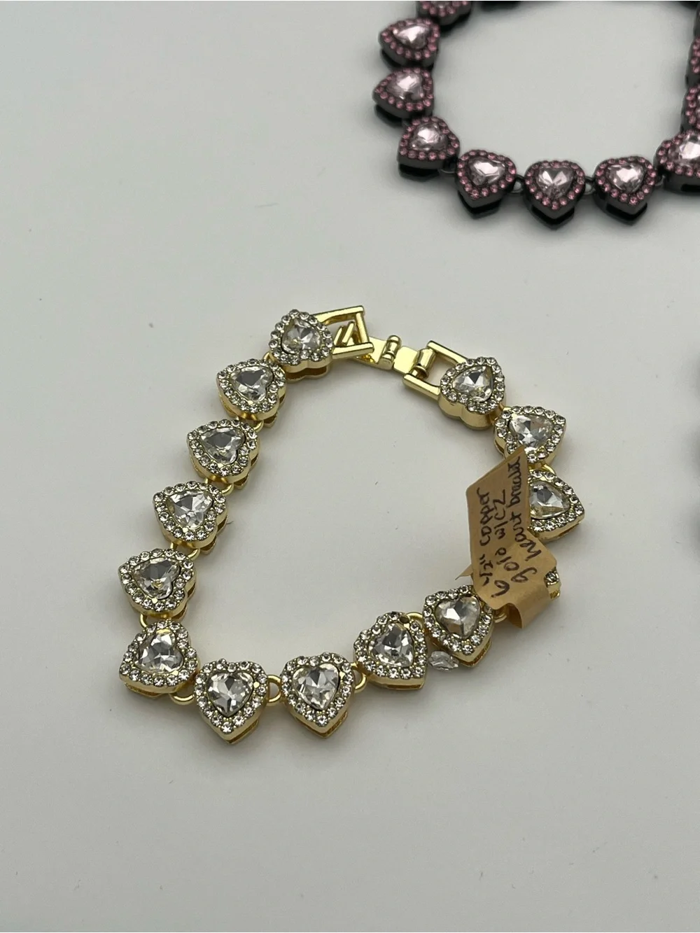 Trio of Crystal & Copper Accent Bracelets - Pink, Gold & Silver